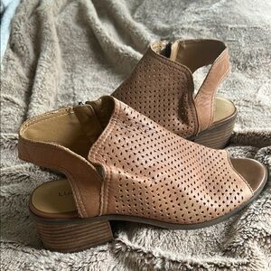 Lucky Brand Brown/tan Mules with Perforated Design